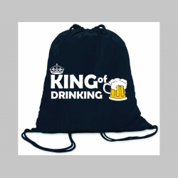 King of Drinking ľahké sťahovacie vrecko ( batôžtek / vak ) s čiernou šnúrkou, 100% bavlna 100 g/m2, rozmery cca. 37 x 41 cm